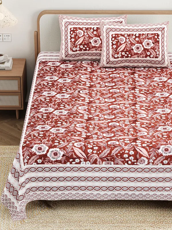 Cotton_Jaipuri_Diwan_Size__Bedsheet_With_2_Zipper_Pillow_Cover_(Size_70*100)