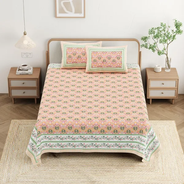 Cotton_Jaipuri_Diwan_Size__Bedsheet_With_2_Zipper_Pillow_Cover_(Size_70*100)