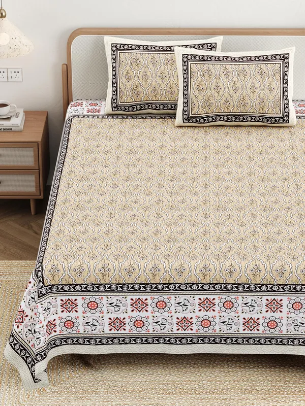 Cotton_Jaipuri_Diwan_Size__Bedsheet_With_2_Zipper_Pillow_Cover_(Size_70*100)