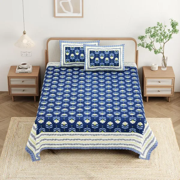 Cotton_Jaipuri_Diwan_Size__Bedsheet_With_2_Zipper_Pillow_Cover_(Size_70*100)
