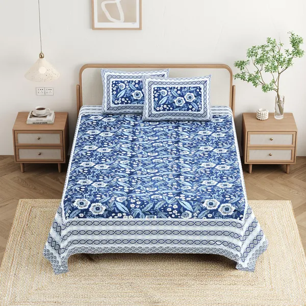 Cotton_Jaipuri_Diwan_Size__Bedsheet_With_2_Zipper_Pillow_Cover_(Size_70*100)