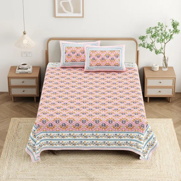 Cotton_Jaipuri_Diwan_Size__Bedsheet_With_2_Zipper_Pillow_Cover_(Size_70*100)