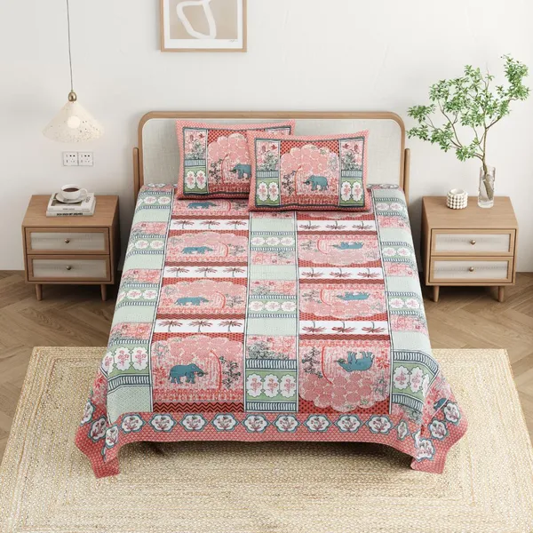 Cotton_Jaipuri_Diwan_Size__Bedsheet_With_2_Zipper_Pillow_Cover_(Size_70*100)