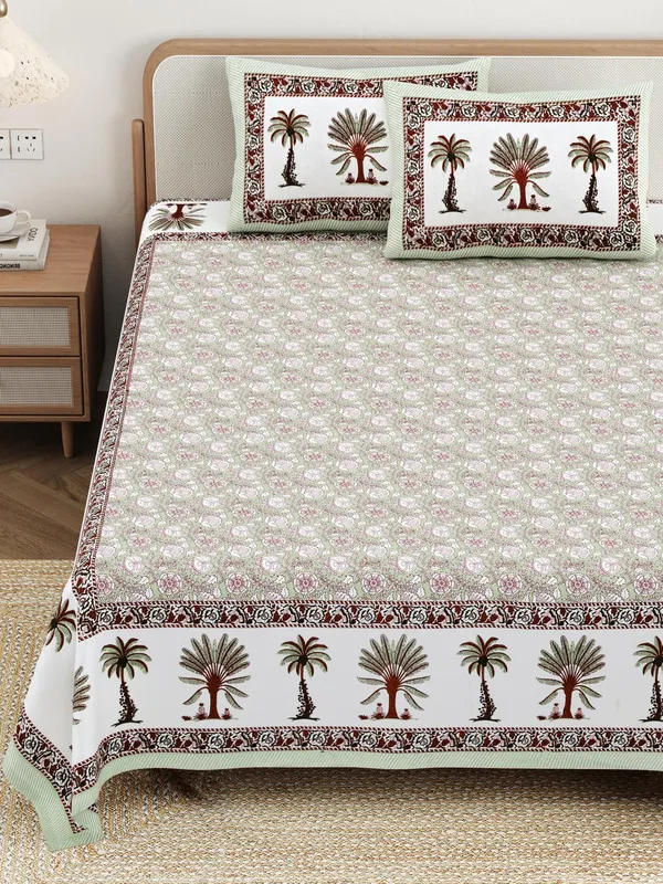 Cotton_Jaipuri_Diwan_Size__Bedsheet_With_2_Zipper_Pillow_Cover_(Size_70*100)