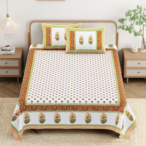 Cotton_Jaipuri_Diwan_Size__Bedsheet_With_2_Zipper_Pillow_Cover_(Size_70*100)