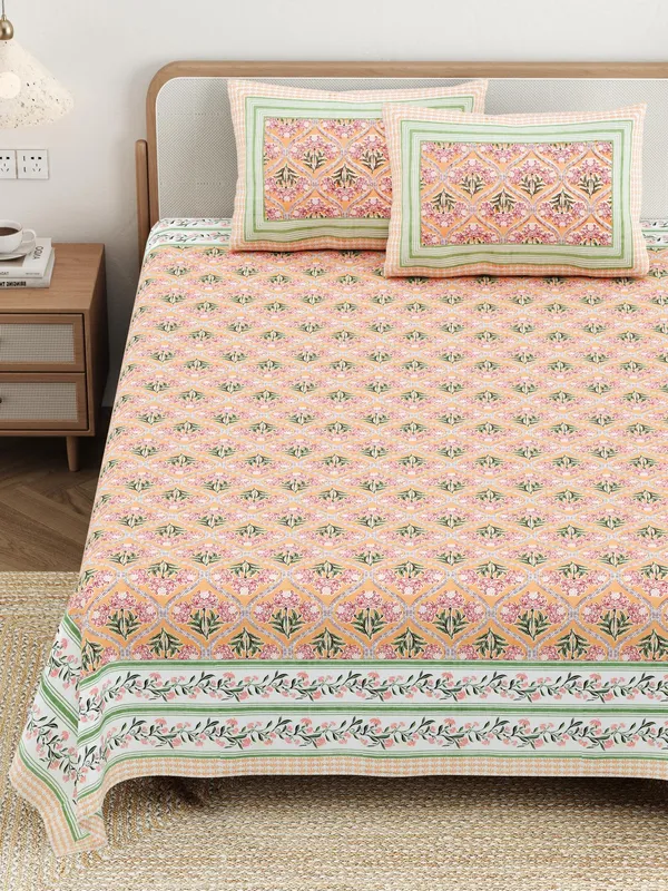 Cotton_Jaipuri_Diwan_Size__Bedsheet_With_2_Zipper_Pillow_Cover_(Size_70*100)
