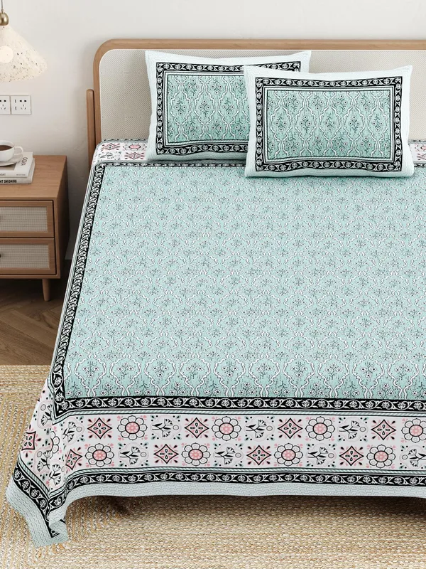 Cotton_Jaipuri_Diwan_Size__Bedsheet_With_2_Zipper_Pillow_Cover_(Size_70*100)