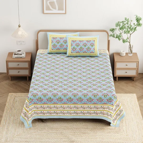 Cotton_Jaipuri_Diwan_Size__Bedsheet_With_2_Zipper_Pillow_Cover_(Size_70*100)