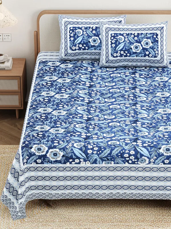 Cotton_Jaipuri_Diwan_Size__Bedsheet_With_2_Zipper_Pillow_Cover_(Size_70*100)