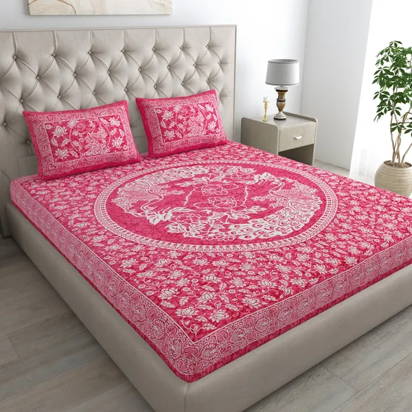 Rajasthani_Jaipuri_Traditional_Double_Bed_Bedsheet_with_2_Pillow_Covers_-_(_Red)