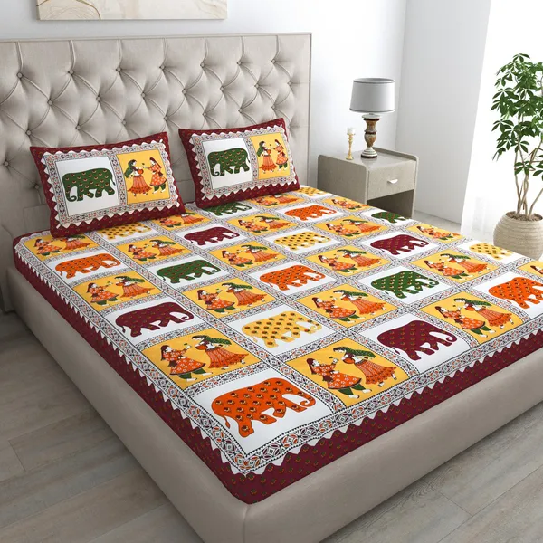 Rajasthani_Jaipuri_Traditional_Double_Bed_Bedsheet_with_2_Pillow_Covers_-_(_Red)