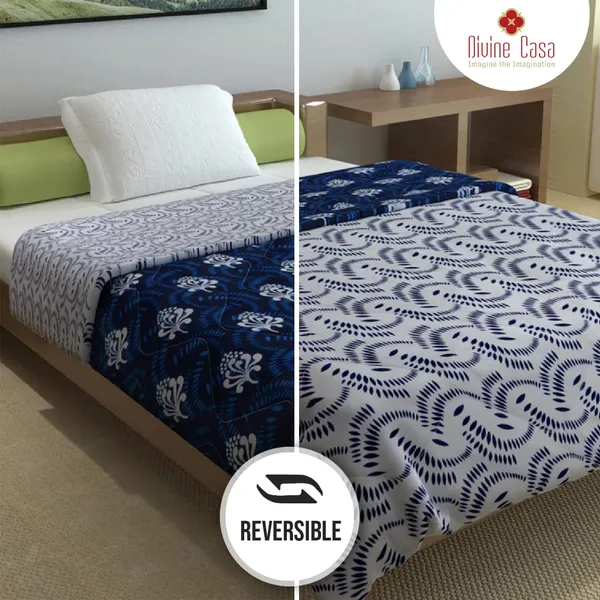 _Microfibre_All_Weather_Lightweight_120_GSM_Printed_Reversible_Single_Bed_Quilt_Comforter_Blanket_(Abstract,_Navy_Blue_and_White)