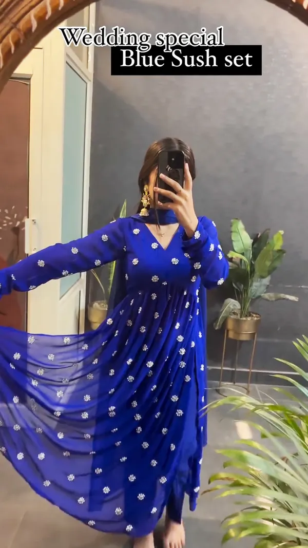 Blue_wedding_special_Embroidery_Work_Kurtas_Set