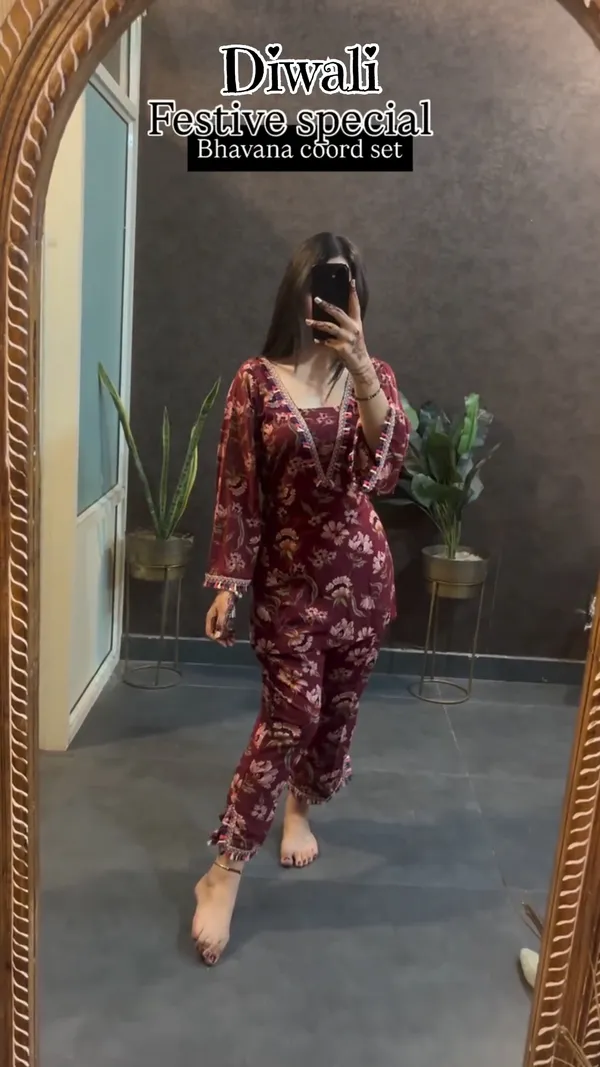 Diwali_Special_Bhavana_Maroon_Floral_Festive_Coord_Set