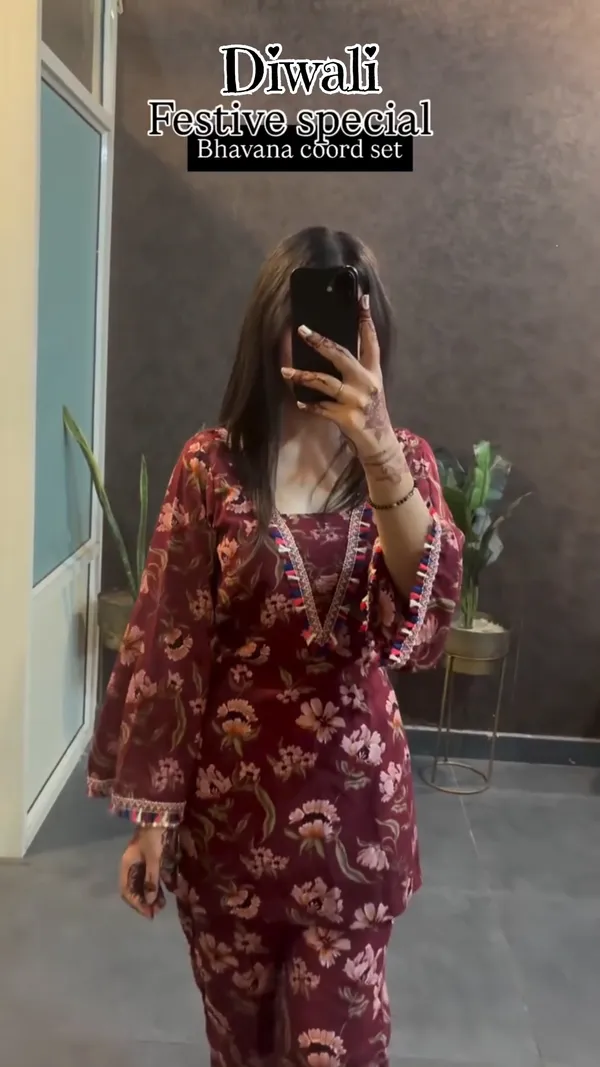 Diwali_Special_Bhavana_Maroon_Floral_Festive_Coord_Set