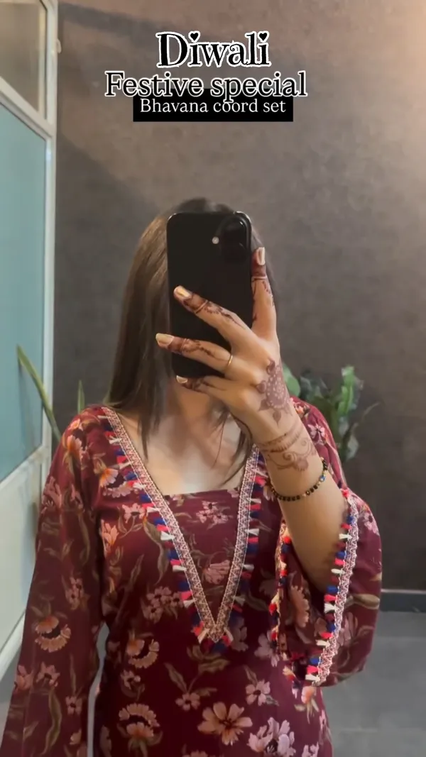 Diwali_Special_Bhavana_Maroon_Floral_Festive_Coord_Set