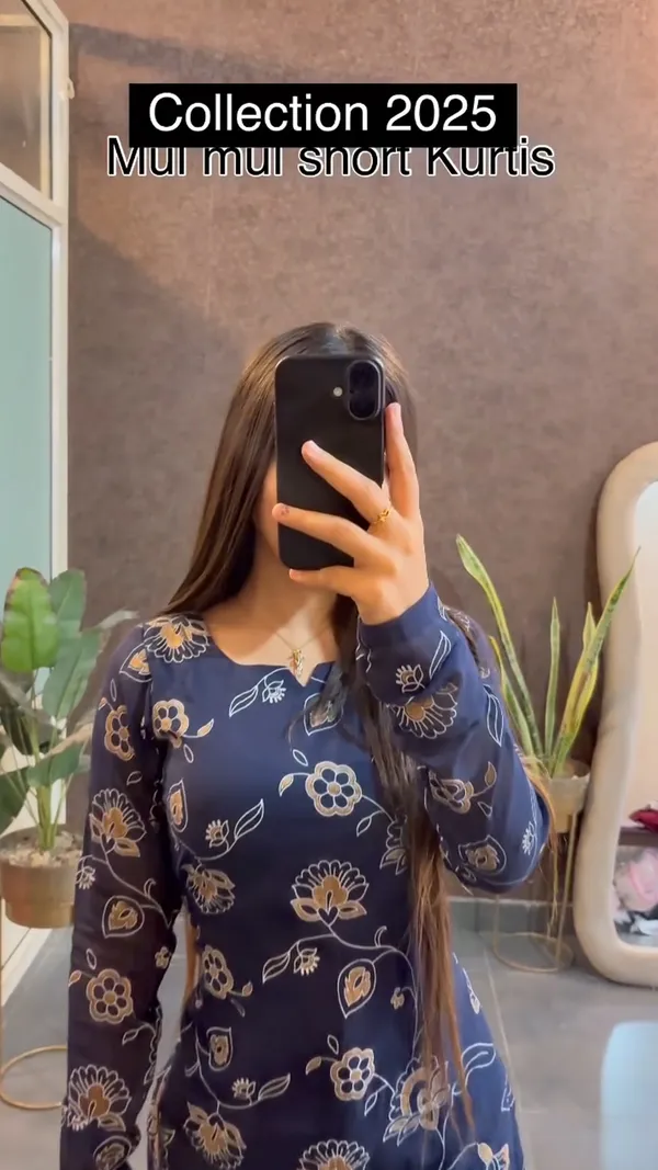 Mul_mul_short_Blue_Kurtis_summer_friendly_Kurtis