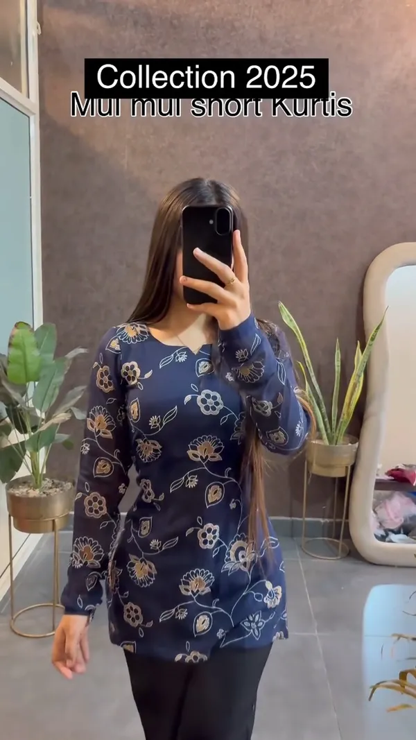 Mul_mul_short_Blue_Kurtis_summer_friendly_Kurtis