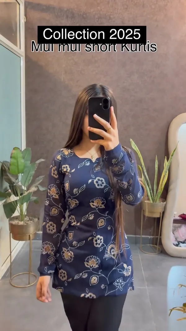 Mul_mul_short_Blue_Kurtis_summer_friendly_Kurtis