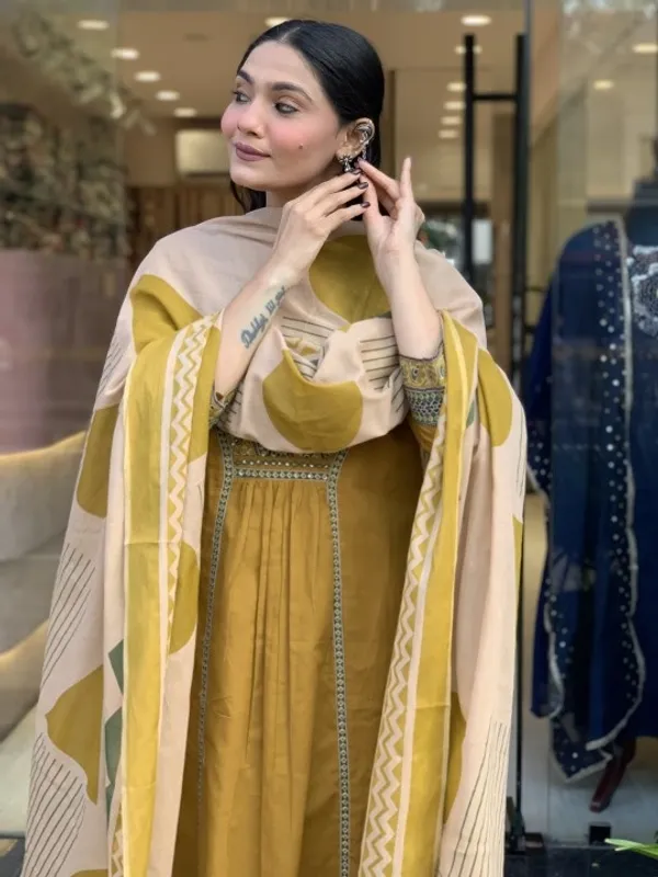 Mustard_Ethnic_Printed_Kurta_Set_with_Dupatta
