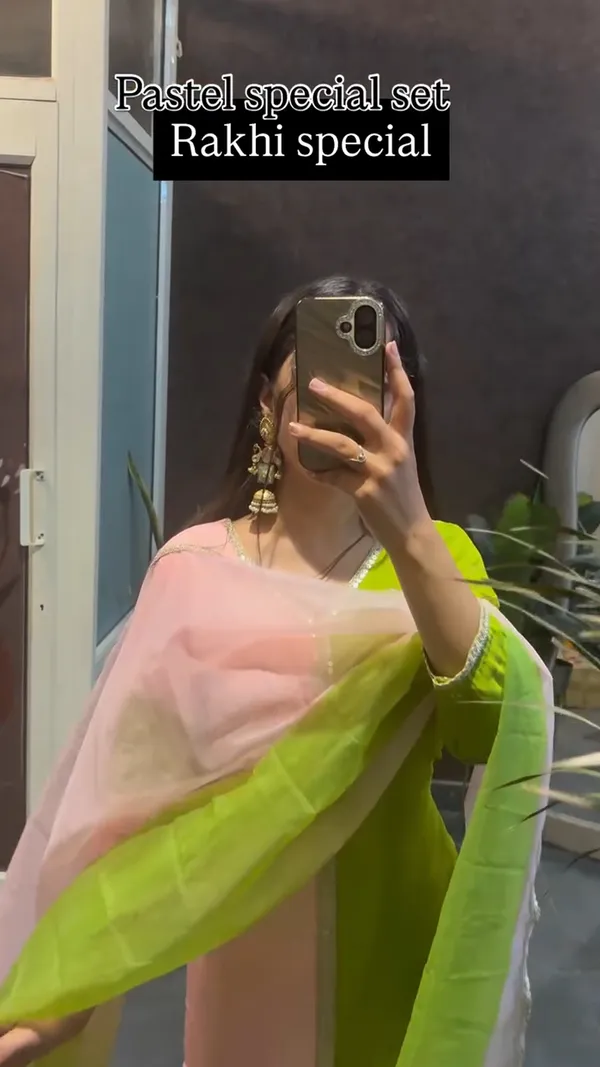Rakhi_special_Pastel_Pink_&_Lime_Green_Kurti_Set