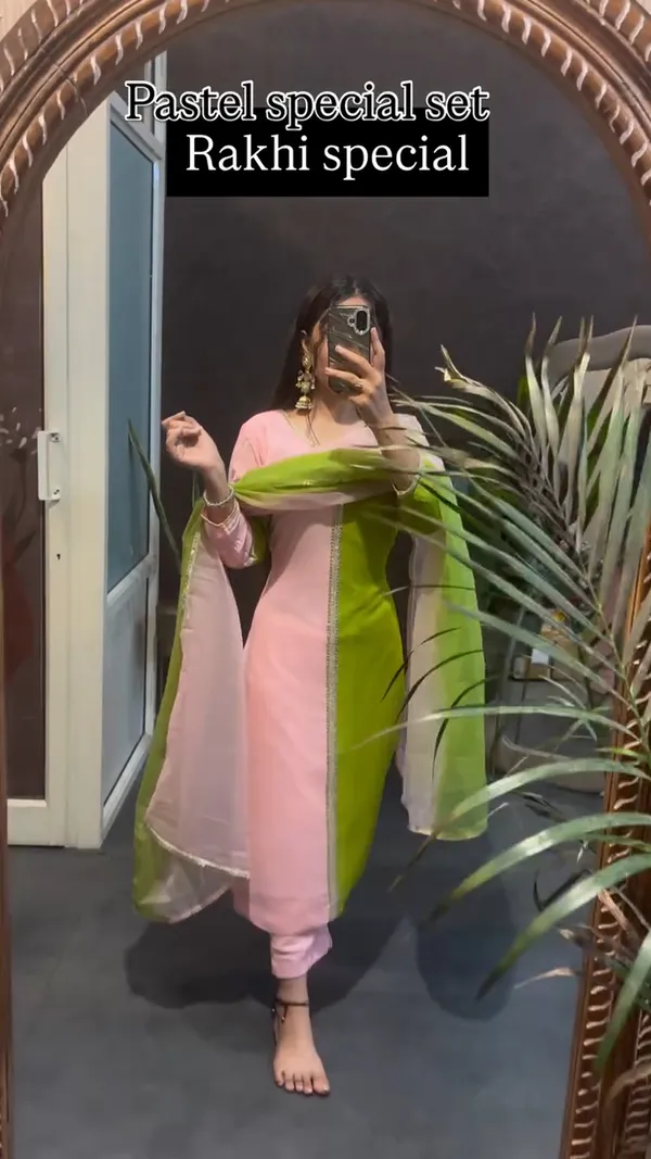 Rakhi_special_Pastel_Pink_&_Lime_Green_Kurti_Set