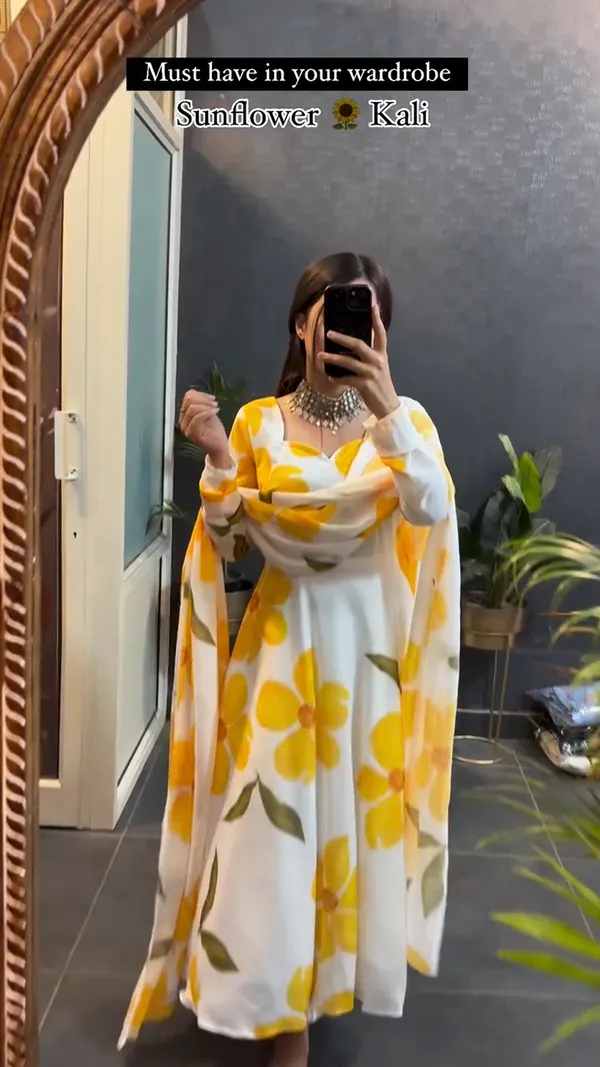 Sunflower_Printed__Kali_set_Kurtas_With_Dupatta