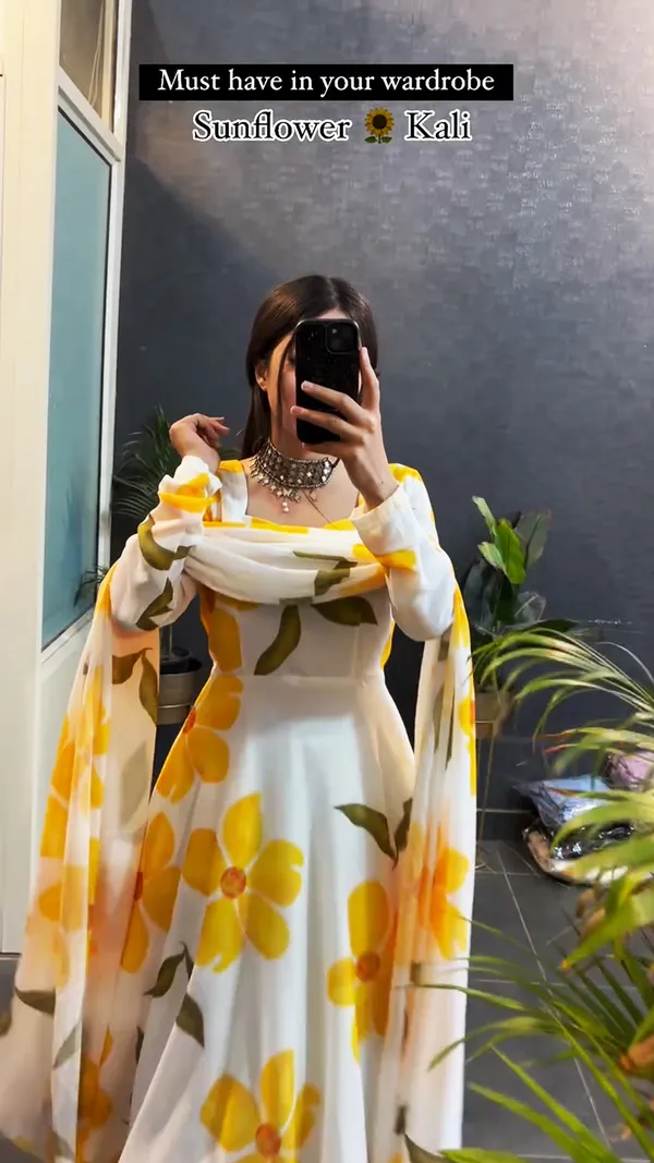 Sunflower_Printed__Kali_set_Kurtas_With_Dupatta