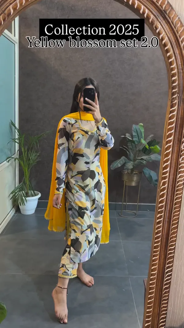 Yellow_Blossom_Printed_Kurta_Set_with_Dupatta