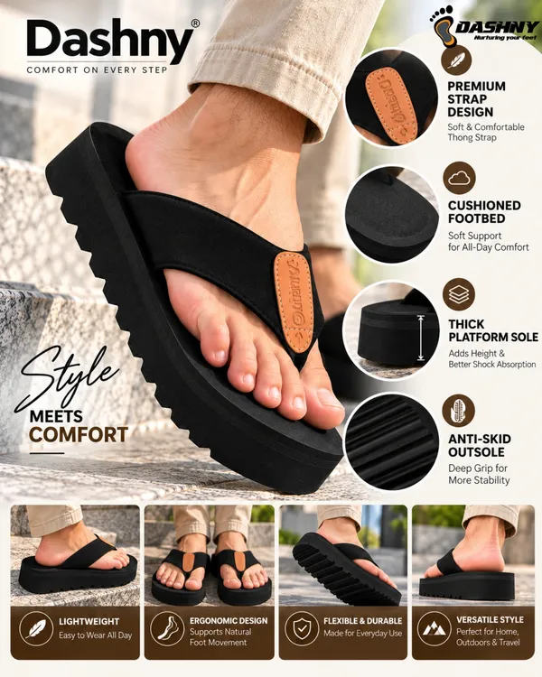 DASHNY_Men's_Premium_Black_Platform_Flip_Flops_|_Soft_Cushioned_Thick_Sole_Slippers_|_Stylish_Lightweight_&_Comfortable_Casual_Daily_Wear_Footwear