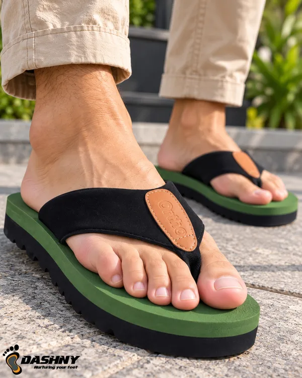 DASHNY_Men's_Premium_OLIVE_Platform_Flip_Flops_|_Soft_Cushioned_Thick_Sole_Slippers_|_Stylish_Lightweight_&_Comfortable_Casual_Daily_Wear_Footwear