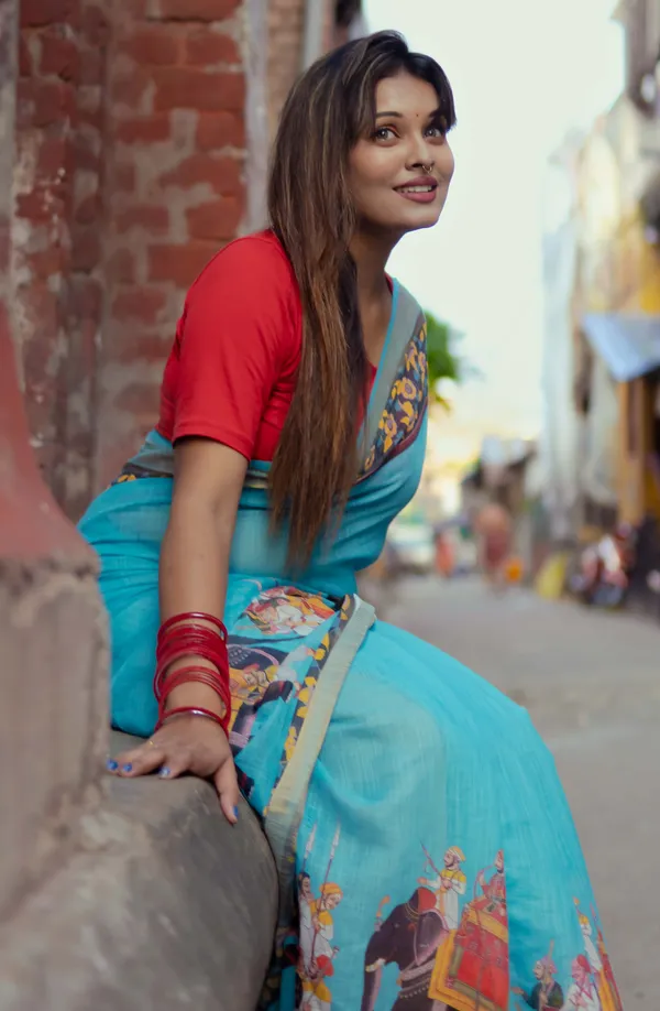 Sky_Blue_Colour_Linen_Saree_(With_Unstitched_Blouse_Piece)_(For_Women)
