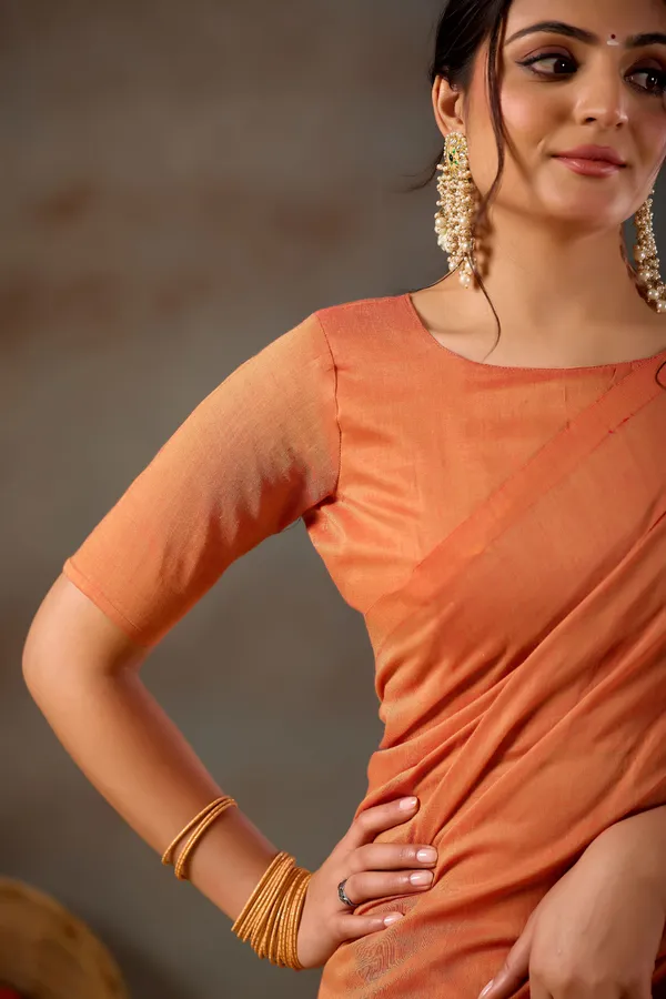 Orange_Handloom_Gini_Cotton_Saree