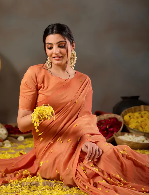 Orange_Handloom_Gini_Cotton_Saree