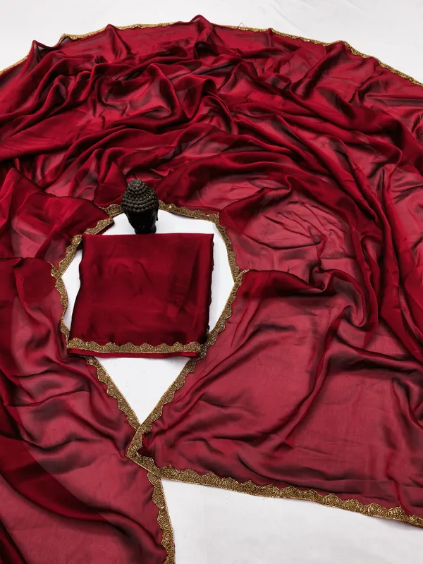 New_Party_Wear_Rangoli_Silk_Maroon_color_saree_with_Blouse_and_stone_lace_Border