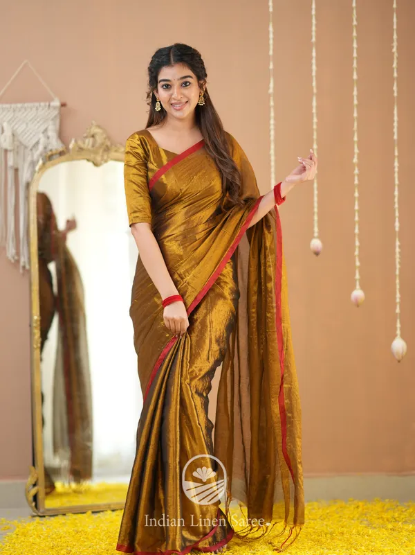 Gold_Handloom_Tissue_Saree_With_Designer_Blouse