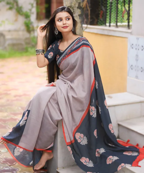 Beige_Colour_Linen_Saree_(With_Unstitched_Blouse_Piece)_(For_Women)