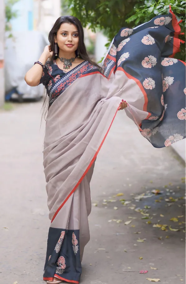 Beige_Colour_Linen_Saree_(With_Unstitched_Blouse_Piece)_(For_Women)