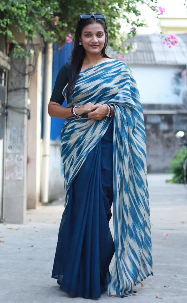 Blue_Colour_Linen_Saree_(With_Unstitched_Blouse_Piece)_(For_Women)