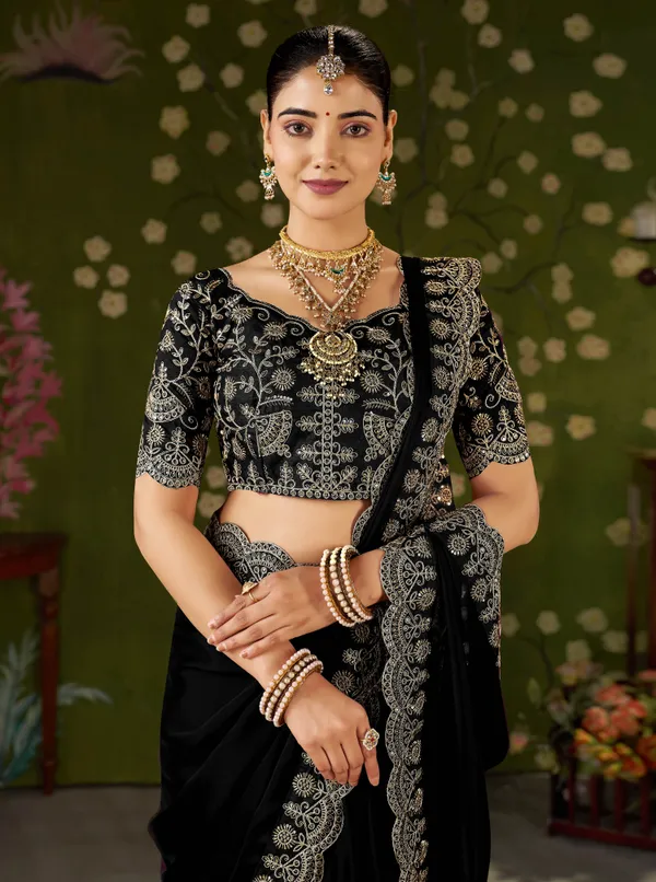 Black_Rangoli_Silk_Saree_with_Embroidered_Designer_Blouse_Piece