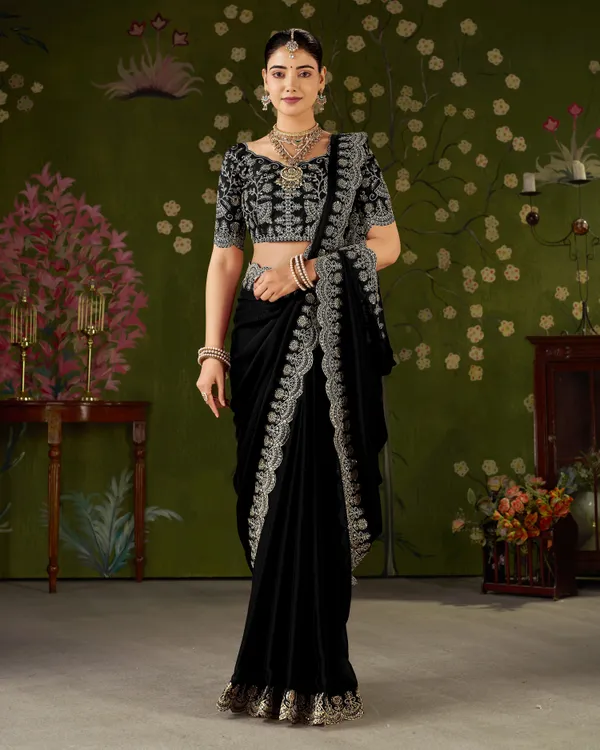 Black_Rangoli_Silk_Saree_with_Embroidered_Designer_Blouse_Piece