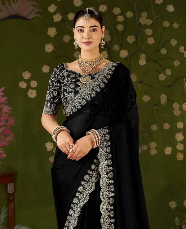 Black_Rangoli_Silk_Saree_with_Embroidered_Designer_Blouse_Piece