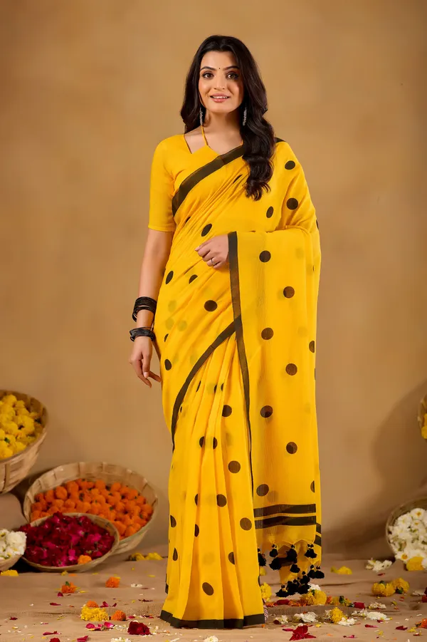 Mustrad_Yellow_Handloom_Print_Cotton_Saree