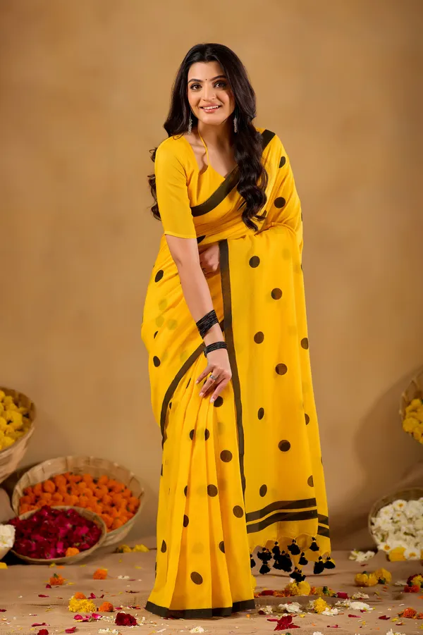 Mustrad_Yellow_Handloom_Print_Cotton_Saree