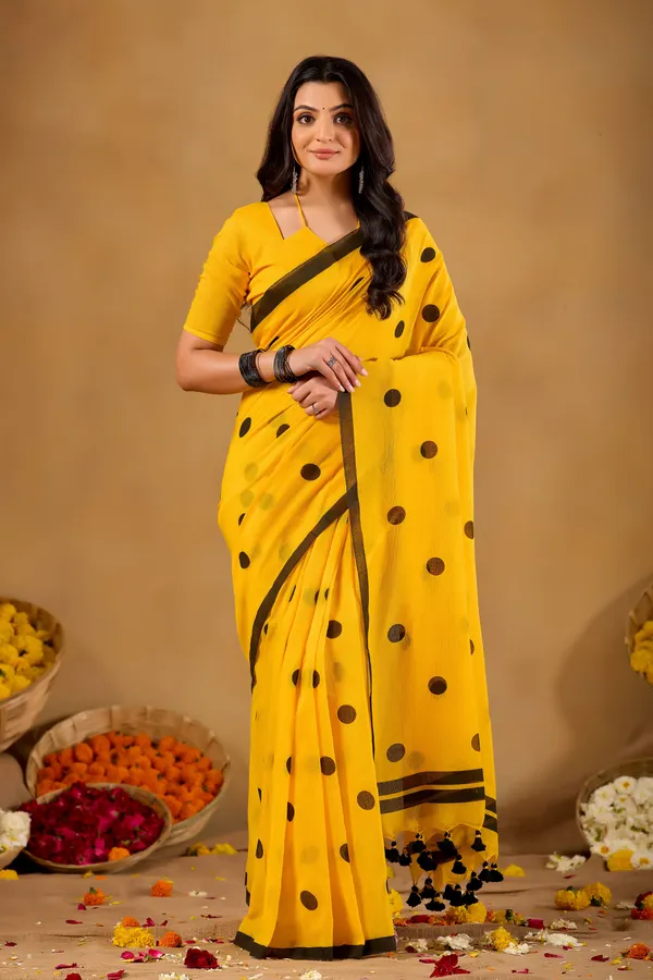 Mustrad_Yellow_Handloom_Print_Cotton_Saree
