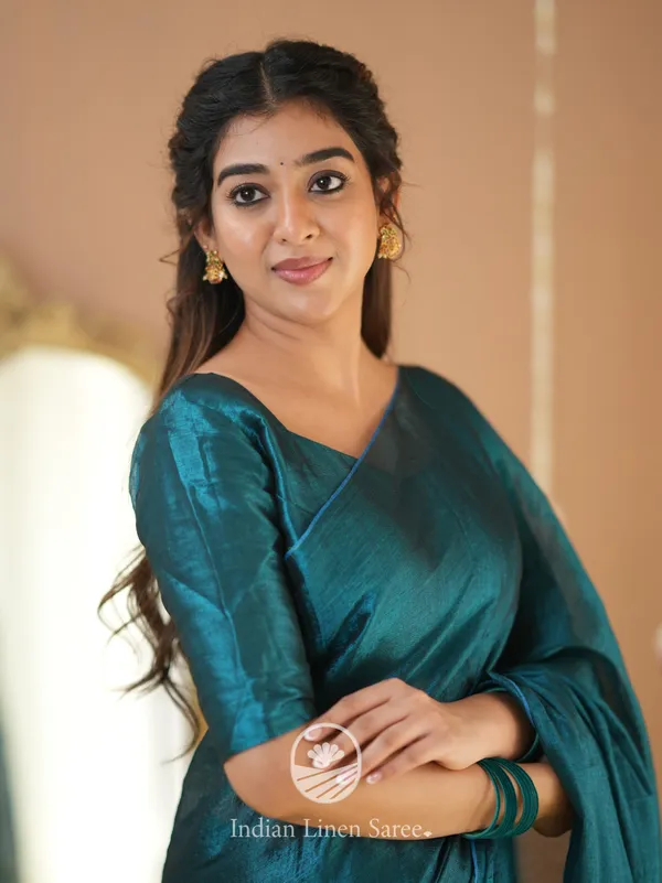 Teal_Green_Handloom_Tissue_Saree_With_Designer_Blouse