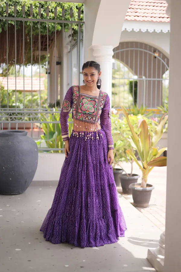 Bandhni_Print_with_Standard_Frill_stitching_in_Faux_Georgette.