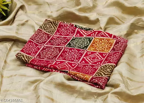 Elegant_Beige_Dola_Silk_Saree_with_Red_Bandhani_Patchwork_Border_�_Festive_Wear--