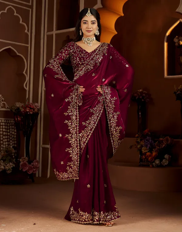 Wine_Colour_Satin_Silk_Saree_with_Heavy_Embroidery_Work_Blouse_Designer_Wedding_&_Party_Wear_Ethnic_Saree_for_Women