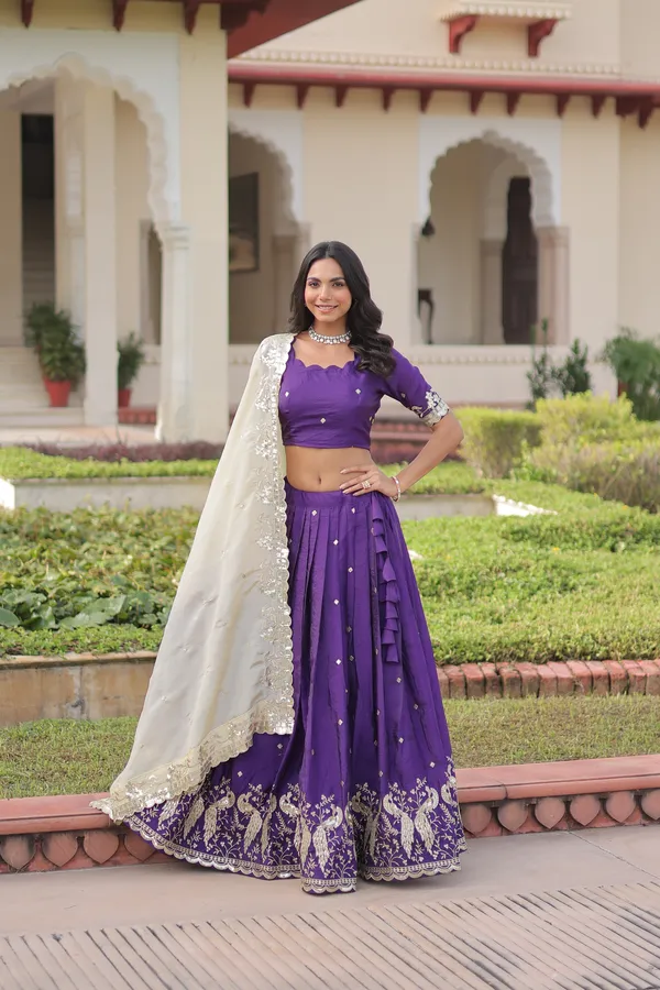 Elegant_Gold_Crush_Lehenga_adorned_with_sequins_and_zari_embroidered_work,_paired_with_an_unstitched_blouse_�_a_perfect_blend_of_shimmer_and_traditional_charm_for_festive_occasions._?